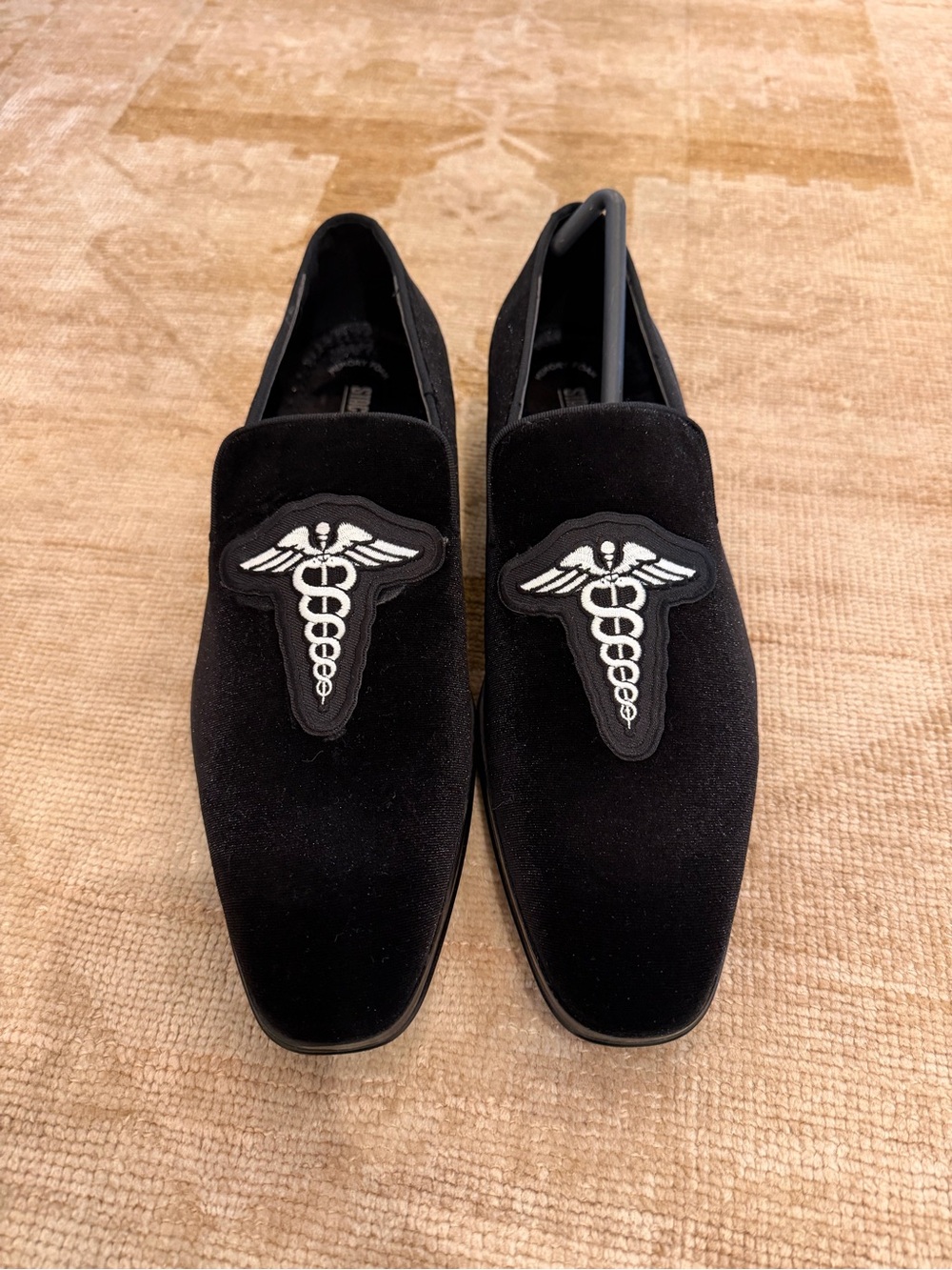 Stacy Adams Black Velvet Slip-On Loafers